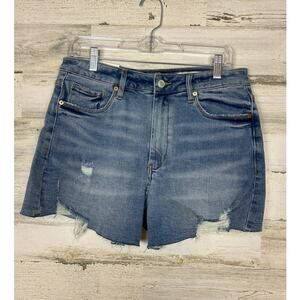 Blank NYC women's 29 Reeve high rie ribcage blue jean short new distressed boho
